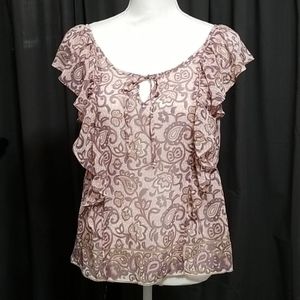 Sheer Sleeveless Blouse with Ruffles